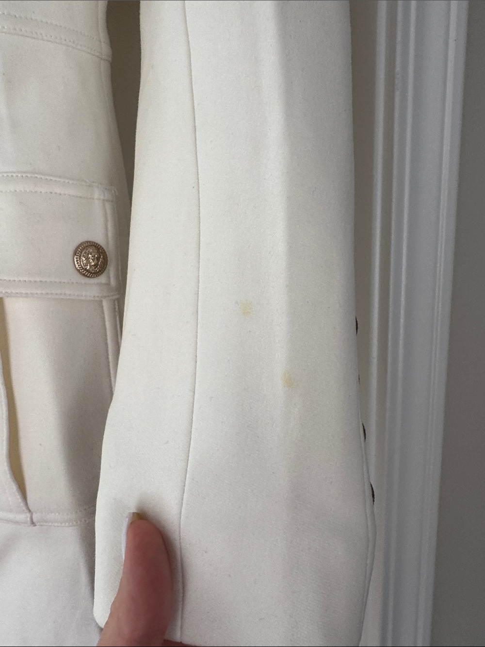 Balmain Cream Military-Style Long Trench Coat dress with Gold Buttons - Picture 6 of 6
